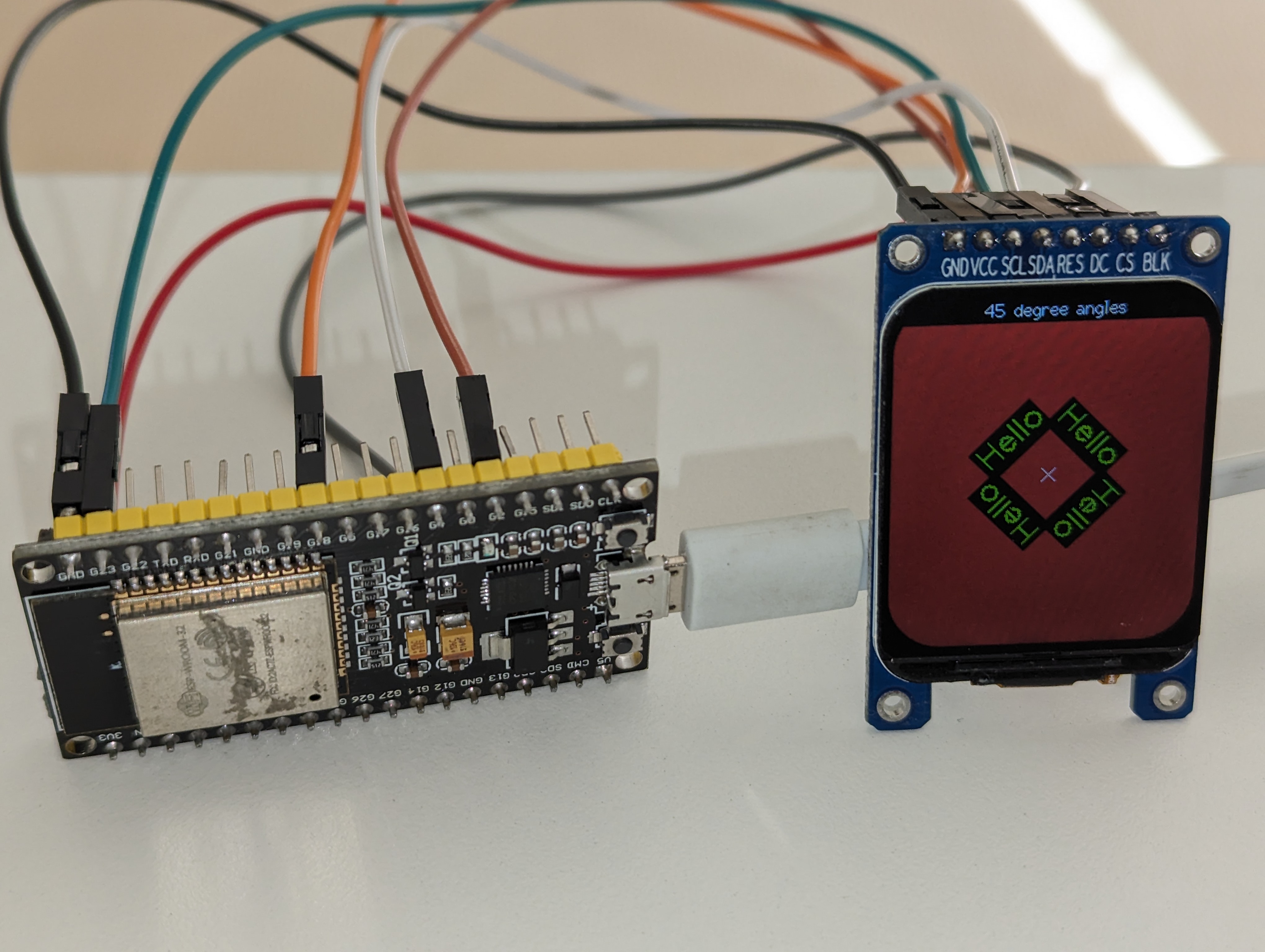 Test program displaying on screen